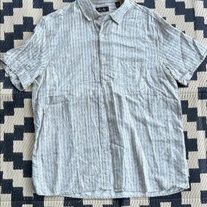 Men's Light Gray and Cream Striped Button Down Shirt